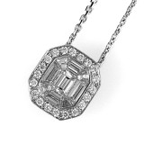 Emerald Cut Diamond Pendant 3/4 CT 18K White Gold